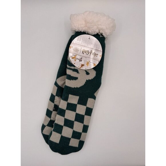 NWT Harry Potter Slytherin Reading Socks Sherpa-Lined Non-Slip Grippers Warm - Picture 1 of 6